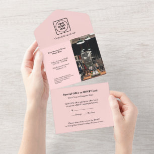 Blush Pink Minimalist   Custom Business Event RSVP All In One Invitation