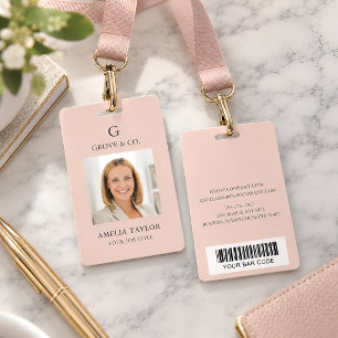Blush Pink Minimalist Employee Photo Professional Badge