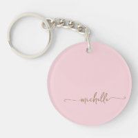 Blush Pink Minimalist Gold Monogram Name Script