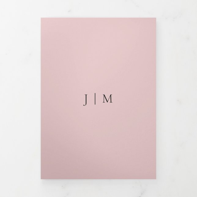Blush Pink Minimalist Modern Formal Wedding Tri-Fold Card (Cover)