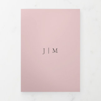 Blush Pink Minimalist Modern Formal Wedding Tri-Fold Card