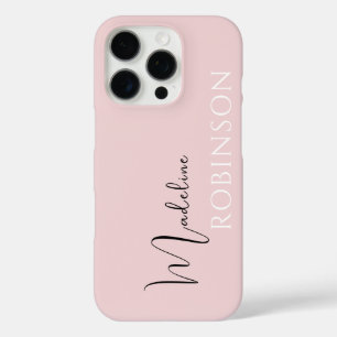 Blush Pink Minimalist Modern Script Monogram iPhone 16 Pro Case