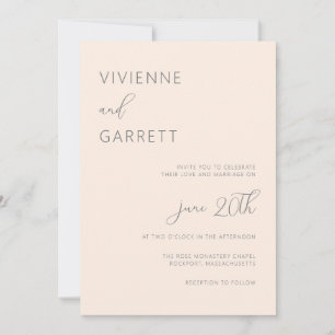 Blush Pink Minimalist Modern Simple Wedding Invitation