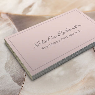 Blush Pink Minimalist Registered Psychologist Business Card
