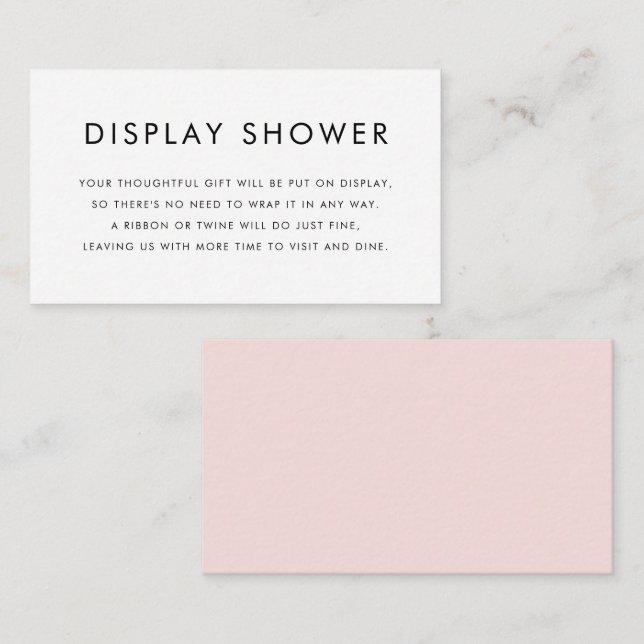 Blush Pink Minimalist Typography Display Shower Enclosure Card (Front/Back)