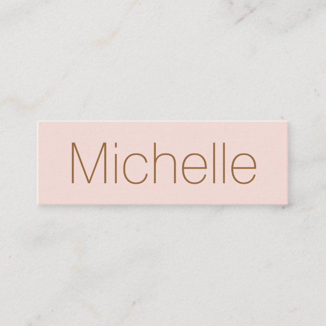 Blush pink minimalistic modern networking mini business card (Front)