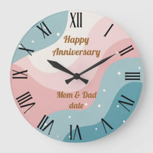 Blush Pink Mint Abstract Modern Collection Large Clock