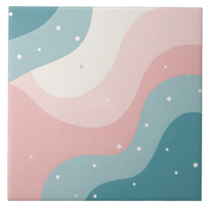 Blush Pink Mint Abstract Modern Collection Tile