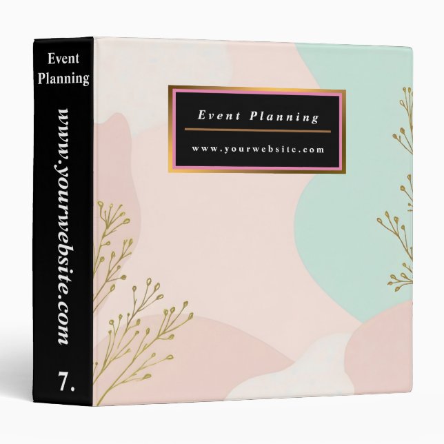 Blush Pink Mint Abstract Trendy Collection Binder (Front/Spine)