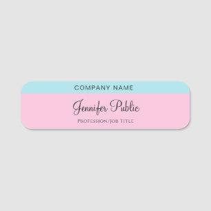 Blush Pink Mint Blue Handwritten Script Template Name Tag