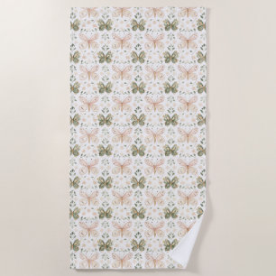 Blush Pink Mint Green Butterflies  Beach Towel
