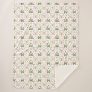 Blush Pink Mint Green Butterflies Sherpa Blanket