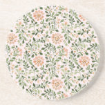 Blush Pink Mint Green Butterfly Coaster<br><div class="desc">Blush Pink Peach Flowers Green Leaves</div>