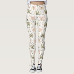 Blush Pink Mint Green Butterfly Leggings