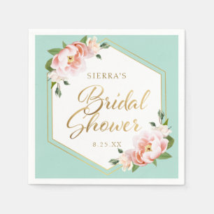 Blush Pink Mint Green Gold Geometric Bridal Shower Napkin