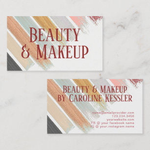 Blush Pink Mint Sage Green Gold Stripes Pattern Business Card