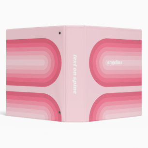 Blush Pink Mod Retro Striped Pattern Custom Name Binder