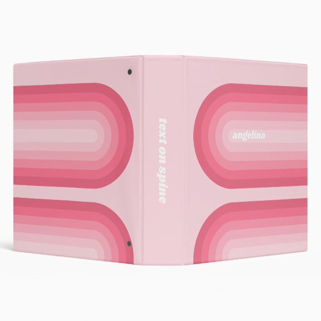Blush Pink Mod Retro Striped Pattern Custom Name Binder (Background)