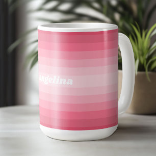 Blush Pink Mod Retro Striped Pattern Custom Name Coffee Mug