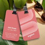 Blush Pink Mod Retro Striped Pattern Custom Name Luggage Tag<br><div class="desc">70s Inspired Retro Stripes - A funky pattern with bold stripes and a monogram of your first or last name. If your art still needs to be adjusted, click on the Customize This button. This will take you to a design area where you can move things around and even change...</div>