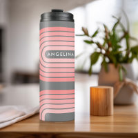 Blush Pink Mod Retro Striped Pattern Custom Name