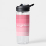 Blush Pink Mod Retro Striped Pattern Custom Name Water Bottle<br><div class="desc">70s Inspired Retro Stripes - A funky pattern with bold stripes and a monogram of your first or last name. If your art still needs to be adjusted, click on the Customize This button. This will take you to a design area where you can move things around and even change...</div>