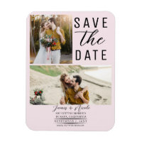 Blush Pink Modern 2 Photos Save the Date Wedding