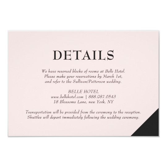 Blush Pink Modern Accents Details Accommodations Card