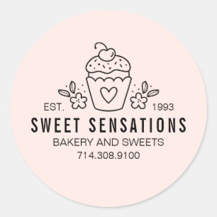 Blush Pink Modern Bakery Cupcake Sticker