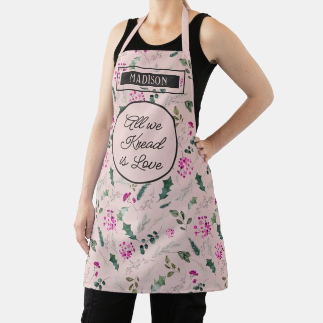 Blush Pink Modern Boho Chic Holiday Baking  Apron (Insitu)