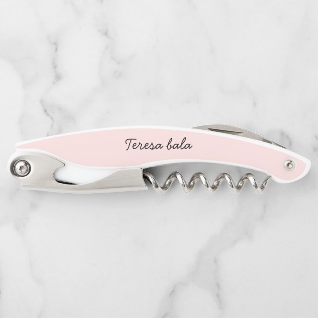 Blush Pink Modern Bridesmaid Script Design Corkscrew (Front)