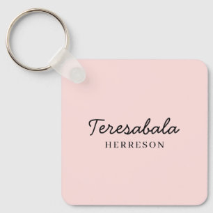 Blush Pink Modern Bridesmaid Script Design Keychain