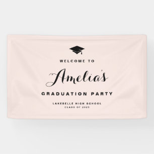 Blush Pink Modern Calligraphy Graduation Banner