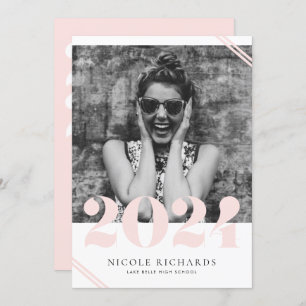 Blush Pink Modern Class of 2024 Photo Graduation Invitation