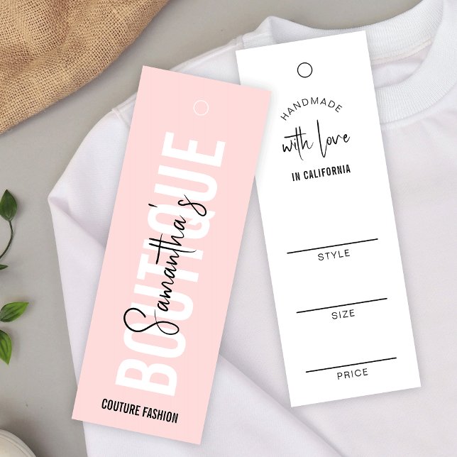 Blush Pink Modern Clothing Boutique Hang Tags (Modern pink aesthetic clothing boutique price tags with space for your brand name)