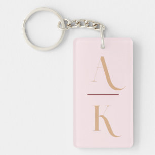 Blush pink modern elegant monogram keychain