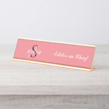 Blush Pink Modern Elegant Monogram Name Script