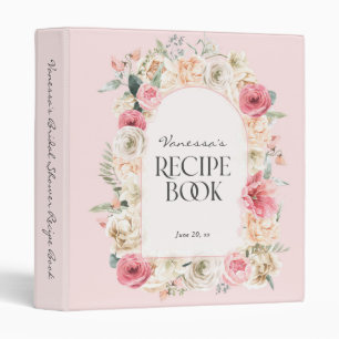 blush pink modern floral cookbook personalized binder