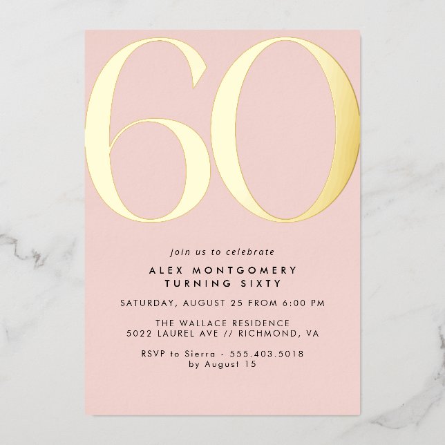 Blush Pink | Modern Glam Women's 60th Birthday (Front)