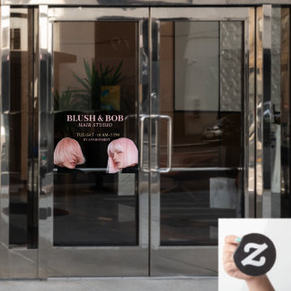 Blush Pink Modern Hair Salon  Window Cling