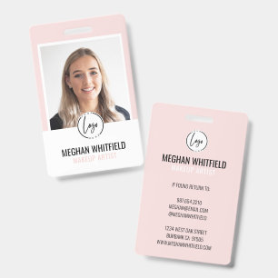 Blush Pink Modern Logo Photo Makeup Badge