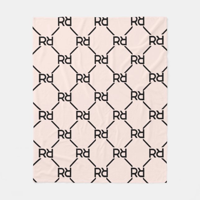 Blush Pink Modern Luxury Girly Monogram Initial Fleece Blanket (Front)