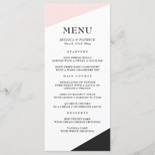 Blush Pink Modern Minimalist Accents Wedding Menu