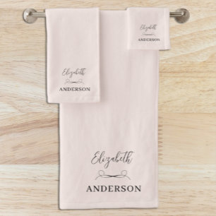 Blush Pink Modern Minimalist Bath Towel Set