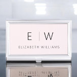 Blush Pink Modern Minimalist Monogram Name Business Card Holder<br><div class="desc">Elevate your professional image with our Classic Elegant Modern Minimalist Monogram Business Card Holder. This meticulously crafted accessory seamlessly merges timeless elegance with contemporary minimalism, making it an essential tool for any modern professional. Designed with precision and meticulous attention to detail, this business card holder is more than just a...</div>
