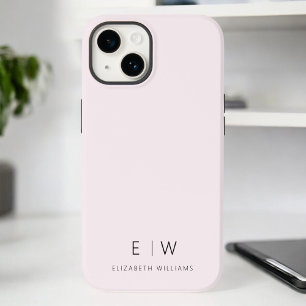 Blush Pink Modern Minimalist Monogram Name Case-Mate iPhone 14 Case