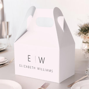Blush Pink Modern Minimalist Monogram Name Favor Box