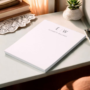 Blush Pink Modern Minimalist Monogram Name  Notepad