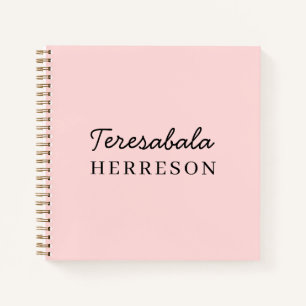 Blush Pink Modern Minimalist Monogram Notebook