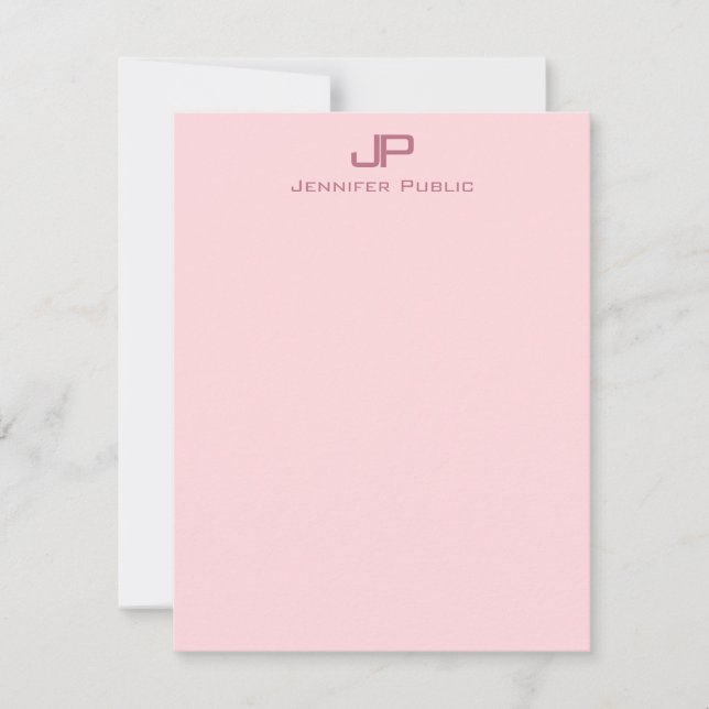 Blush Pink Modern Minimalist Monogrammed Template (Front)